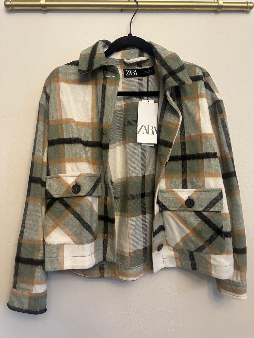 NWT! Size Small Zara Plaid Utility Jacket